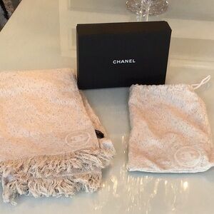 Chanel Beige Textured throw and Pouch Set. 
   NEW